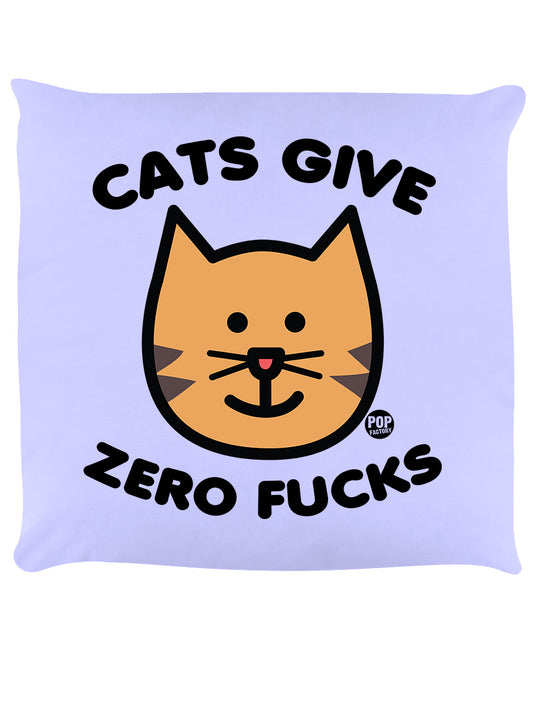 Pop Factory Cats Give Zero Fucks Lilac Cushion