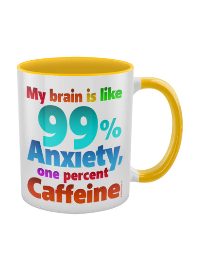 My Brain Is Like 99% Anxiety Yellow Inner 2-Tone Mug