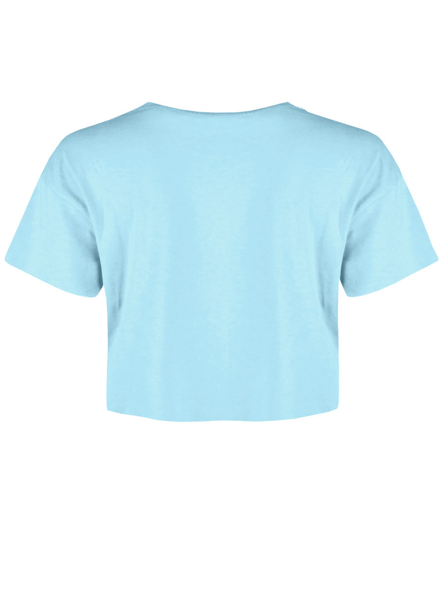 Spooky Cat Earth Sky Blue Boxy Crop Top