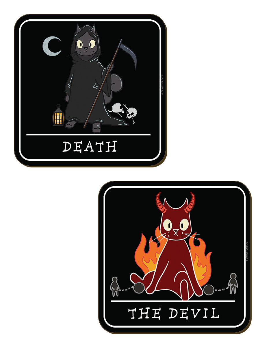Spooky Cat Tarot 4 Piece Coaster Set