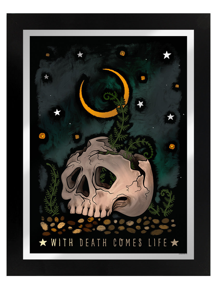 Framed With Death Comes Life Mirrored Tin Sign