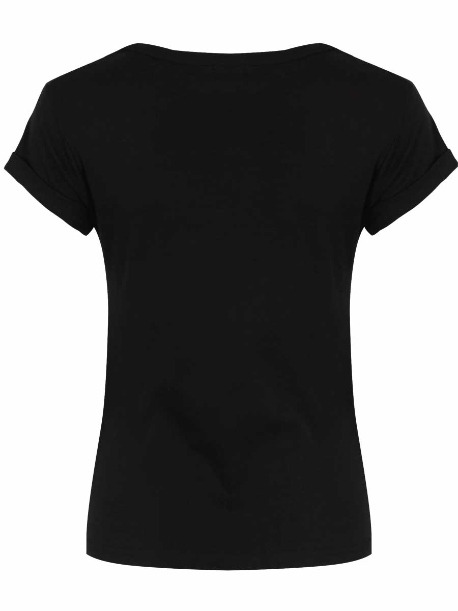 Spiral Gremlins Gizmo Ladies Black Boatneck Cap Sleeve Top