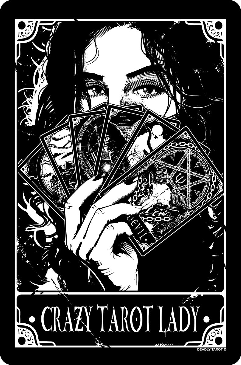 Deadly Tarot Crazy Tarot Lady Small Tin Sign