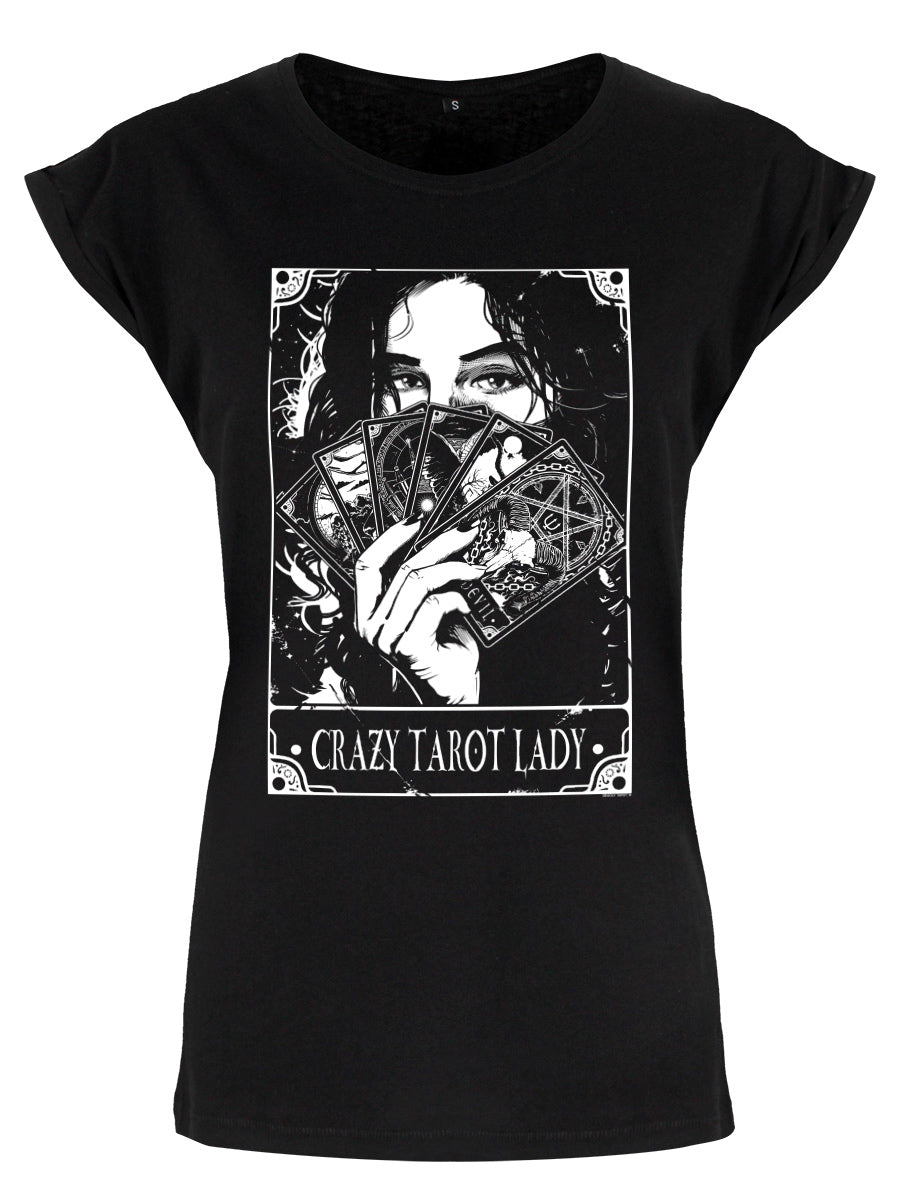 Deadly Tarot Crazy Tarot Lady Premium Ladies Black T-Shirt