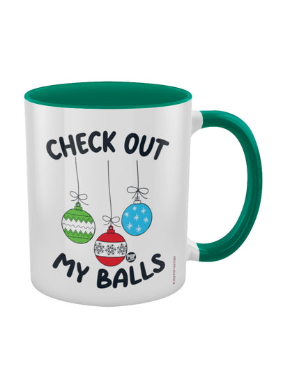 Pop Factory Check Out My Balls Christmas Green Inner 2-Tone Mug