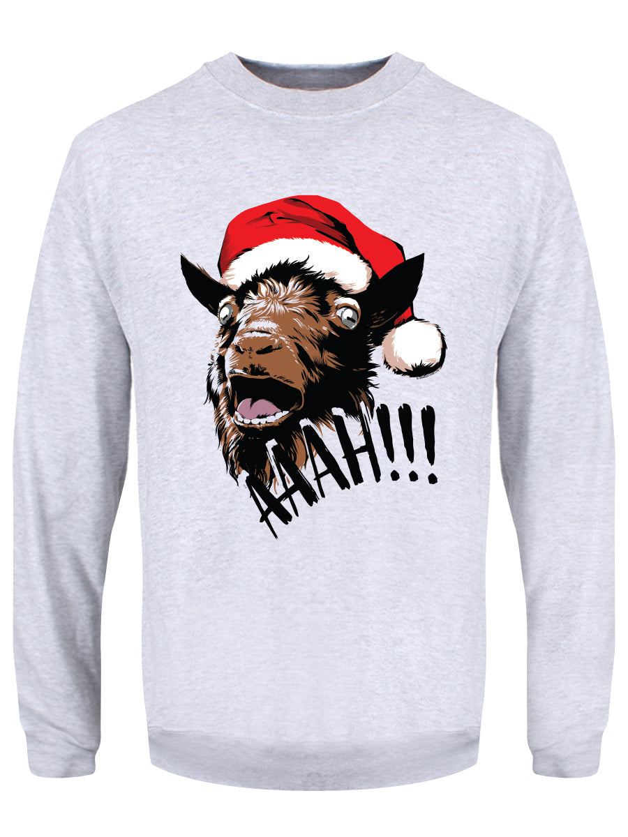 Aaah! Santa Goat Men's Grey Christmas Jumper