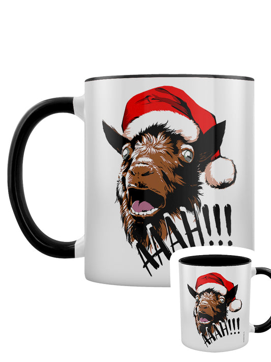 Aaah! Santa Goat Christmas Black Inner 2-Tone Mug