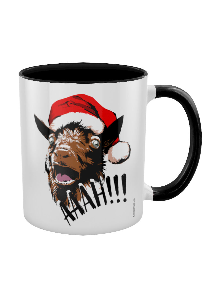 Aaah! Santa Goat Christmas Black Inner 2-Tone Mug