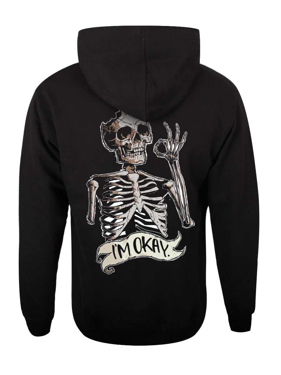 I'm Okay Skeleton Unisex Black Pullover Hoodie