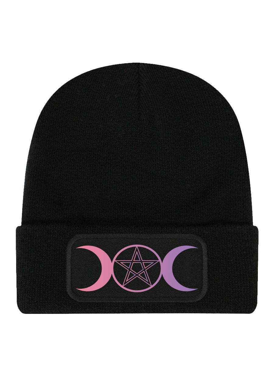 Triple Moon Black Beanie