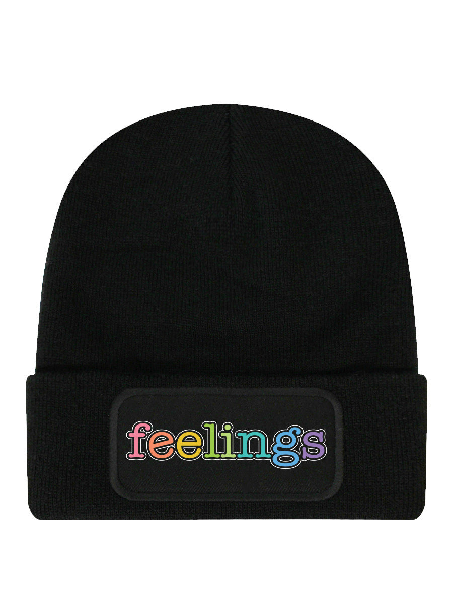 Rainbow Feelings Black Beanie1