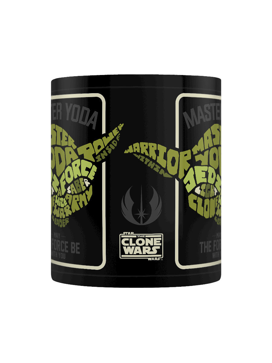 Clone Wars Yoda Calligram Black Mug