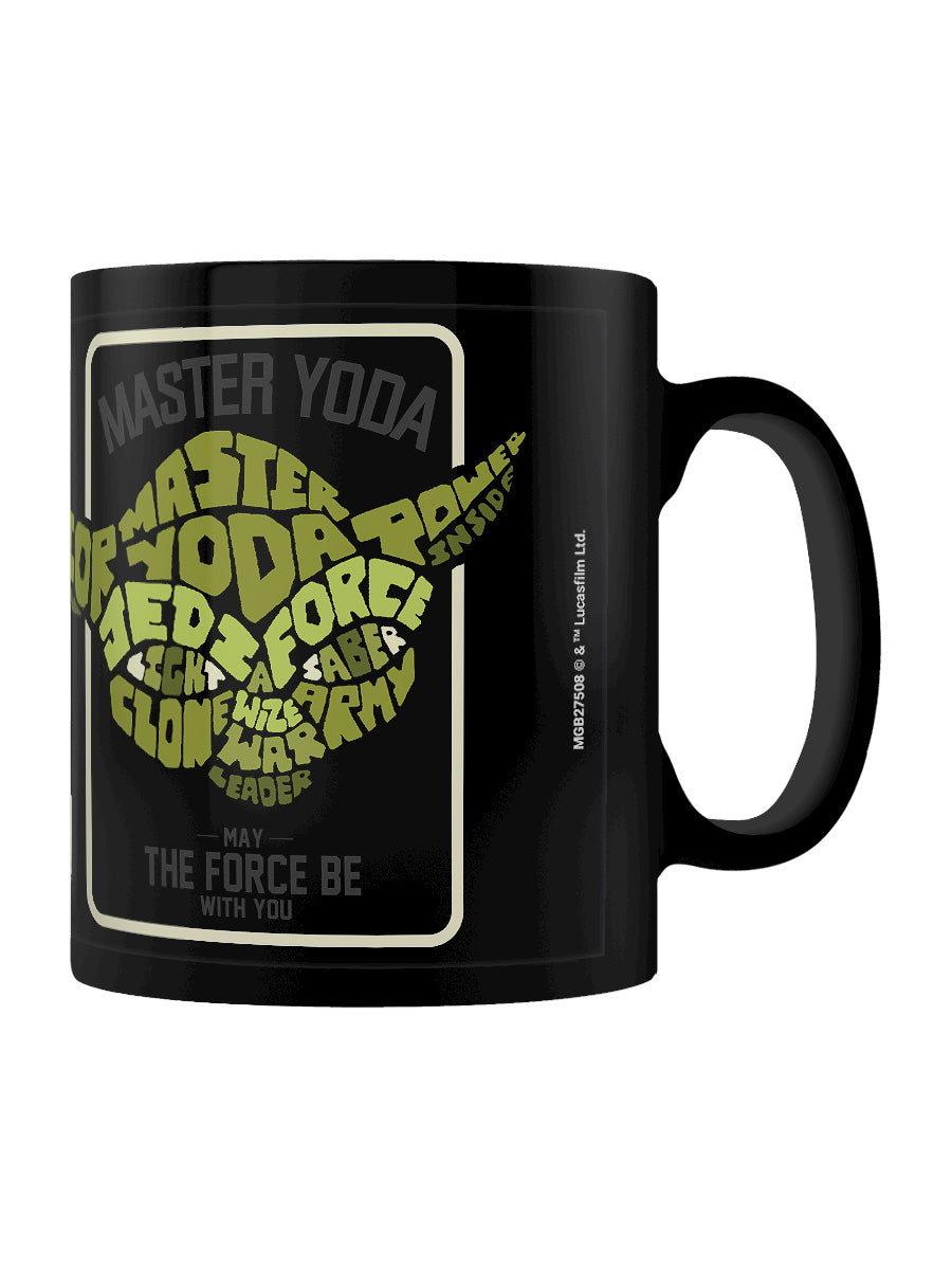 Clone Wars Yoda Calligram Black Mug