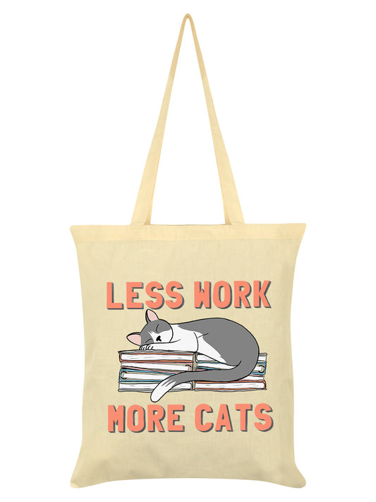 Less Work More Cats Cream Tote Bag