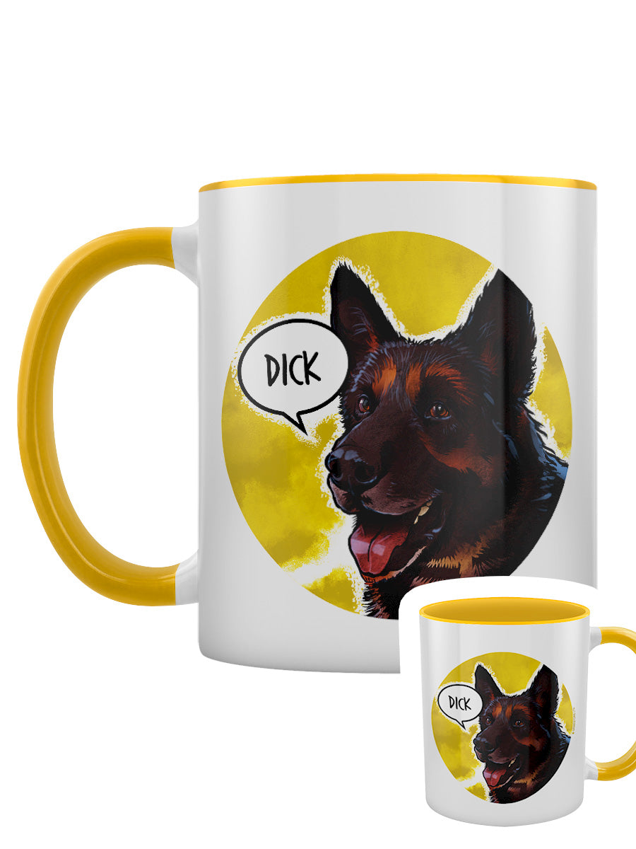 Cute But Abusive Dick Alsatian Yellow Inner 2-Tone Mug