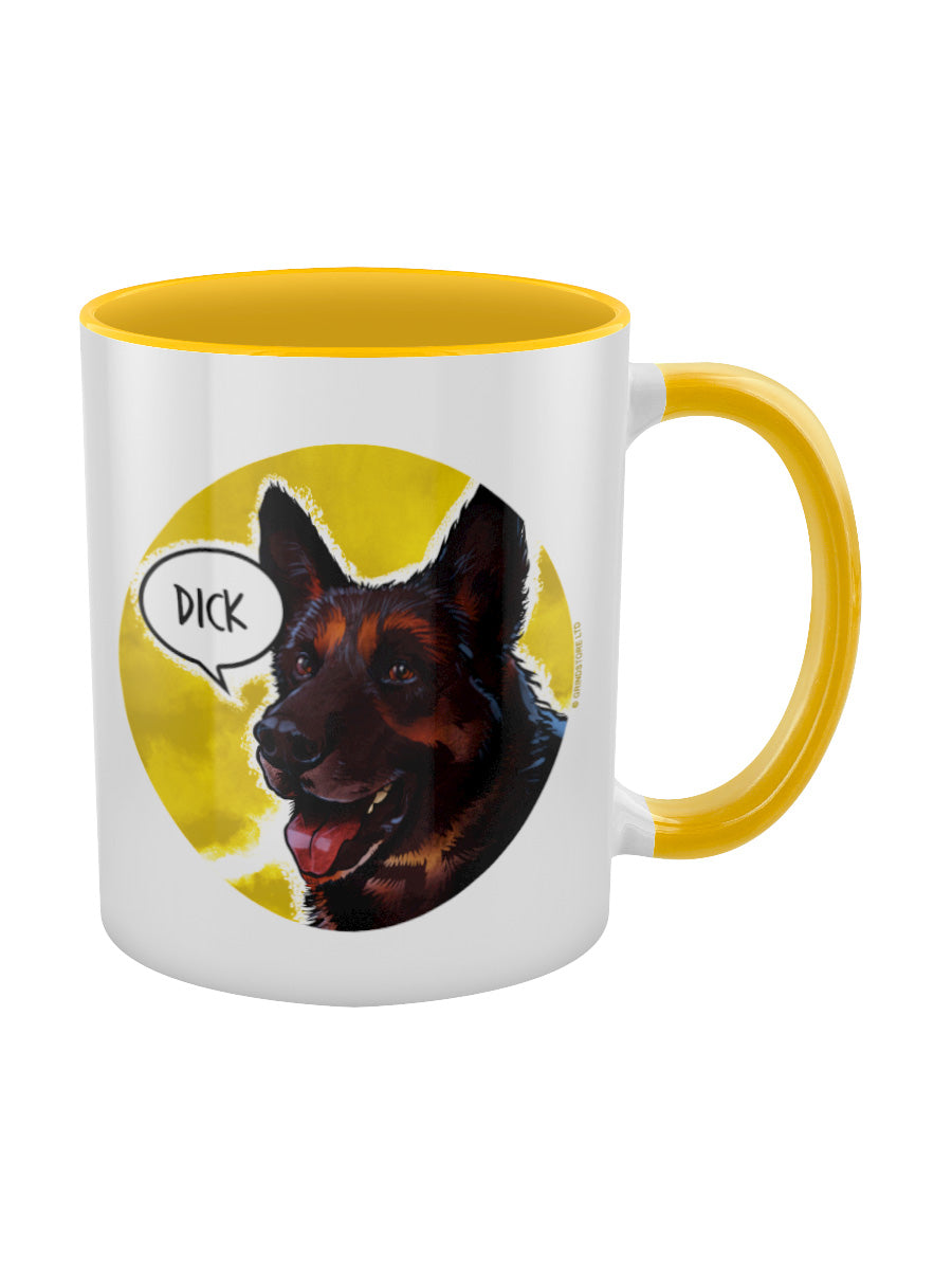 Cute But Abusive Dick Alsatian Yellow Inner 2-Tone Mug