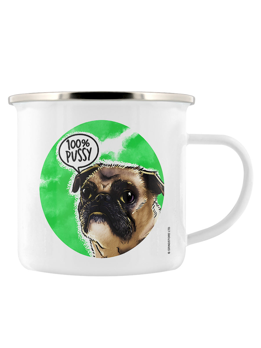 Cute But Abusive 100% Pussy Enamel Mug