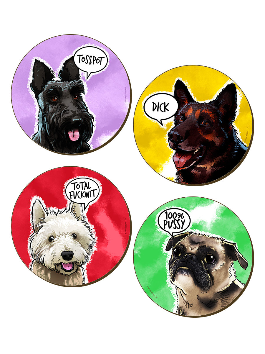 Cute But Abusive Dogs 4 Piece Coaster Set