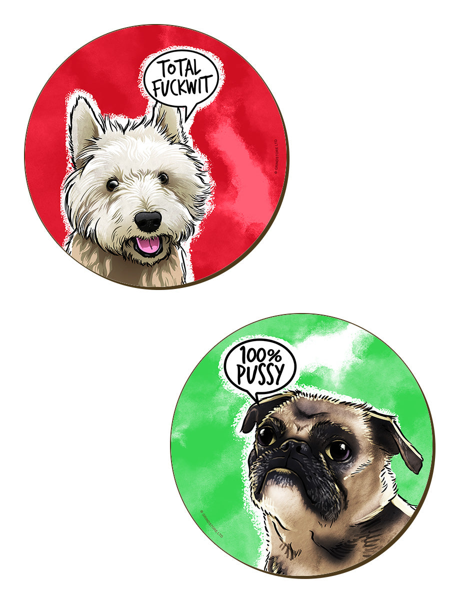 Cute But Abusive Dogs 4 Piece Coaster Set