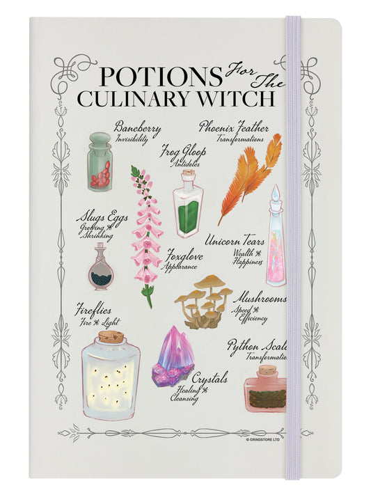 Potions For The Culinary Witch Cream A5 Hard Cover Notebook