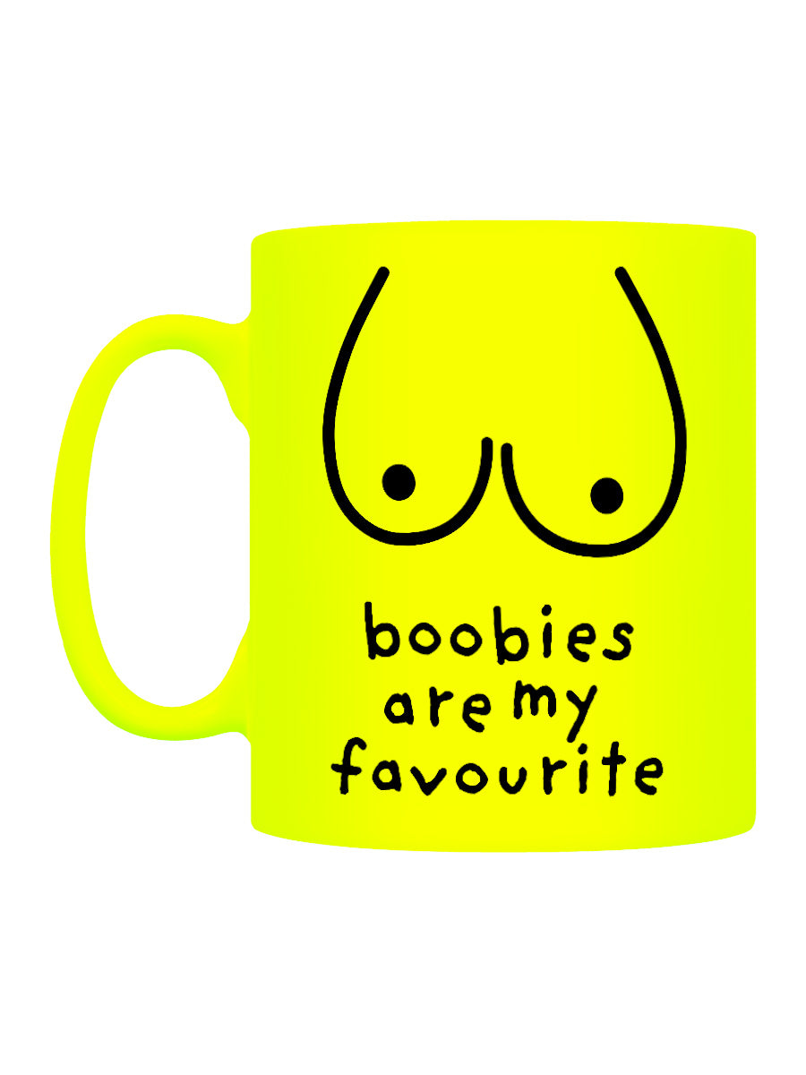 Boobies Are My Favourite Yellow Neon Mug