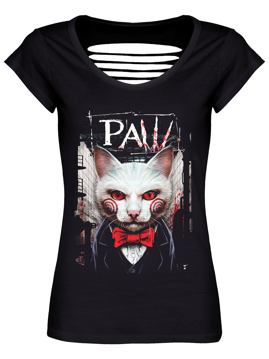 Horror Paw Ladies Black Razor Back T-Shirt