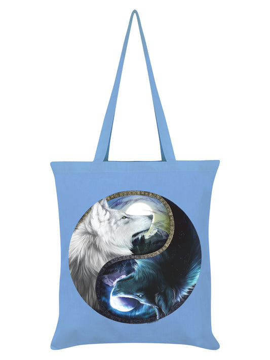 Wolf Yin Yang Sky Blue Tote Bag