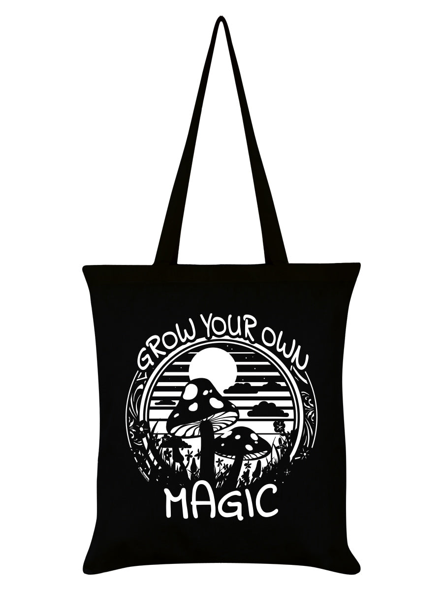 Mushrooms Grow Your Own Magic Black Tote Bag