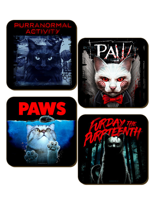 Horror Cats 4 Piece Coaster Set