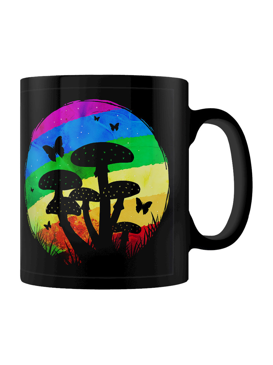 Rainbow Mushrooms Black Mug