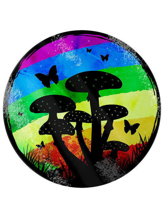 Rainbow Mushrooms Circular Chopping Board