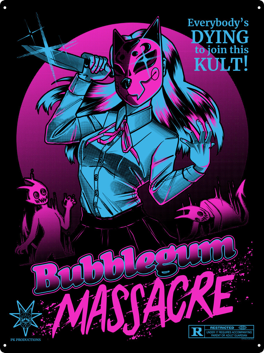 Pinku Kult Bubblegum Massacre Large Tin Sign