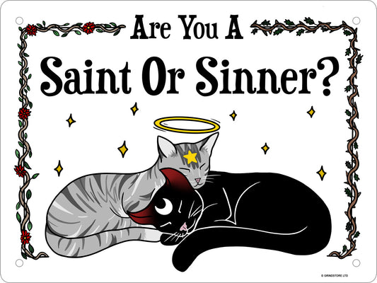 Are You A Saint or Sinner? Mini Tin Sign