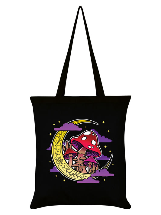 Mushroom Moon Black Tote Bag