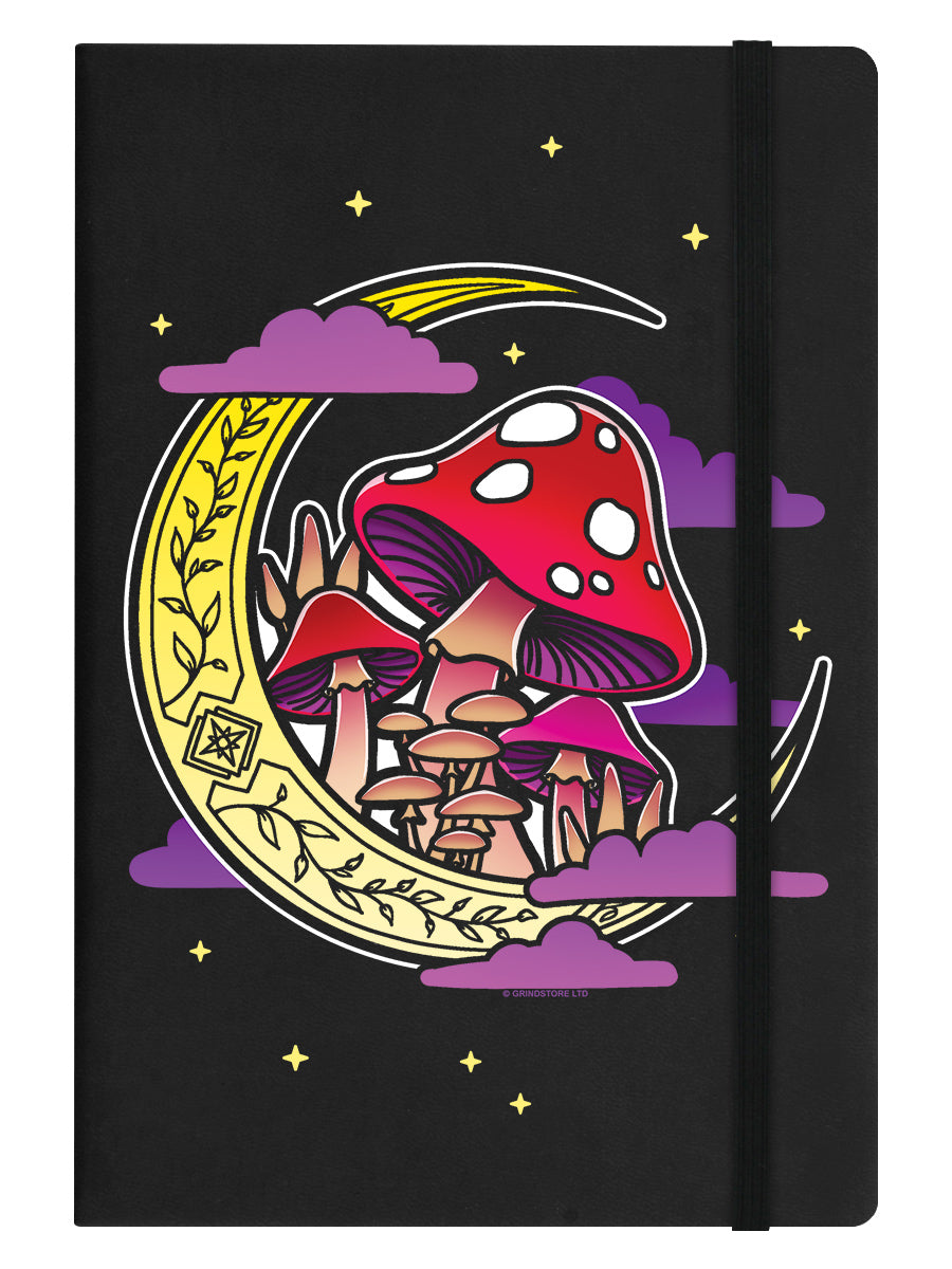 Mushroom Moon Black A5 Hard Cover Notebook