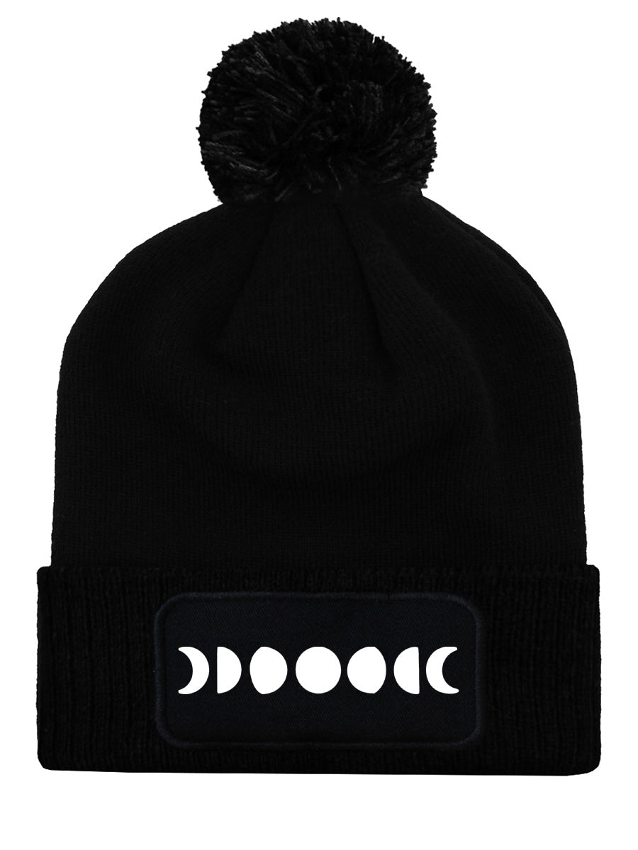 Phases of The Moon Black Bobble Beanie