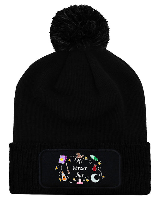 My Witchy Shit Black Bobble Beanie
