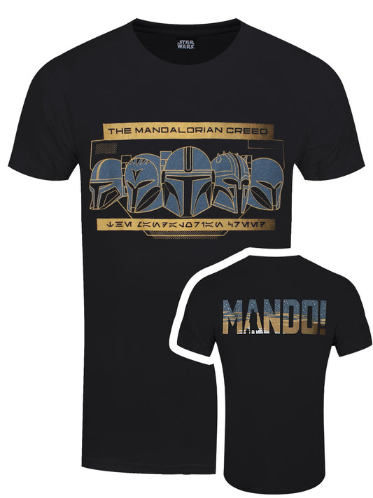 Star Wars: The Mandalorian Row of Helmets Men's Black T-Shirt