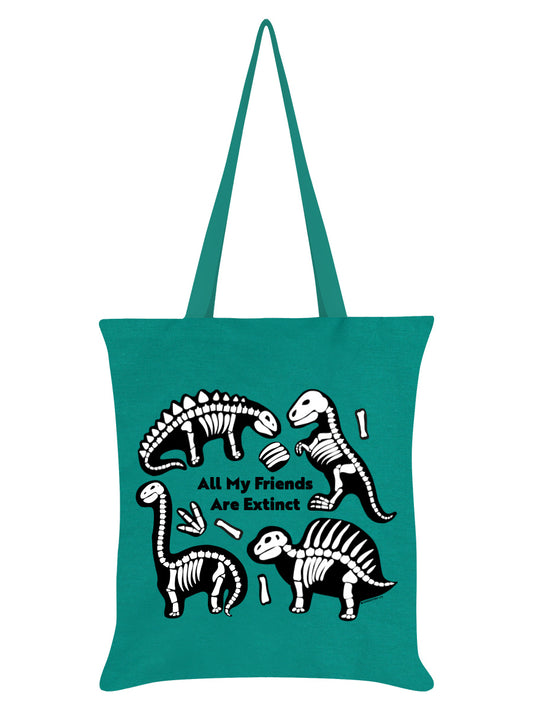 Dinosaur All My Friends Are Extinct Emerald Green Tote Bag