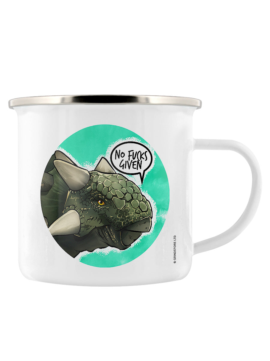 Cute But Abusive Dinosaurs - No Fucks Given Enamel Mug