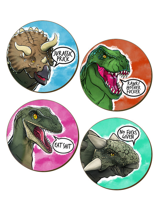 Cute But Abusive Dinosaurs 4 Piece Coaster Set