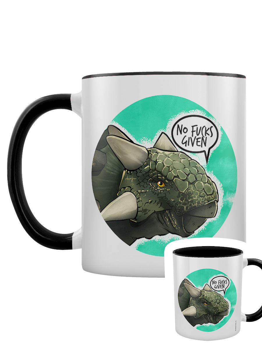 Cute But Abusive Dinosaurs - No Fucks Given Black Inner 2-Tone Mug