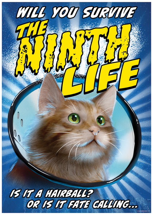 Vintage Horror Cats The Ninth Life Mini Poster