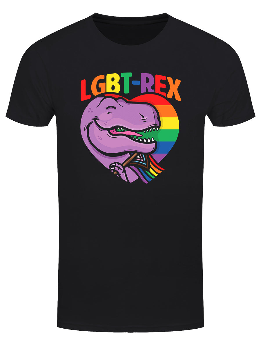 LGBT-Rex Pride Flag Men's Black T-Shirt