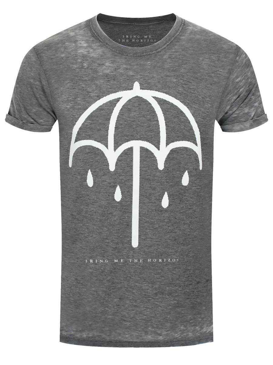 Bring Me The Horizon Umbrella Men's Charcoal Grey Burnout T-Shirt
