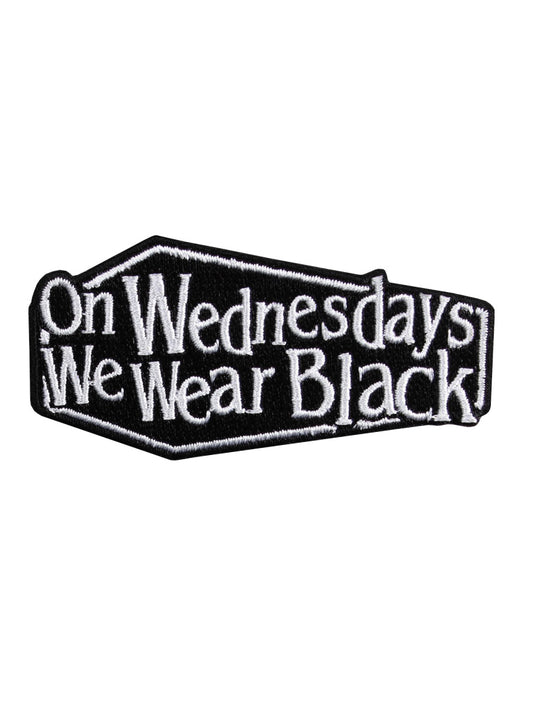 On Wednesdays We Wear Black Iron On Patch