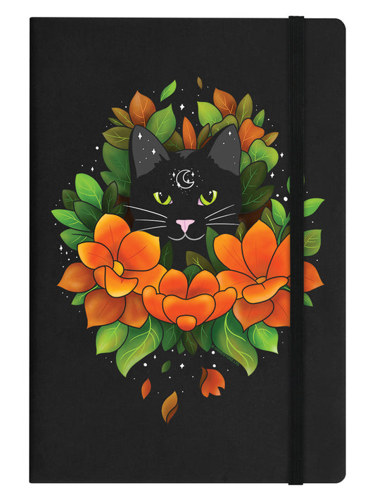 Mystical Lunar Kitty Black A5 Hard Cover Notebook
