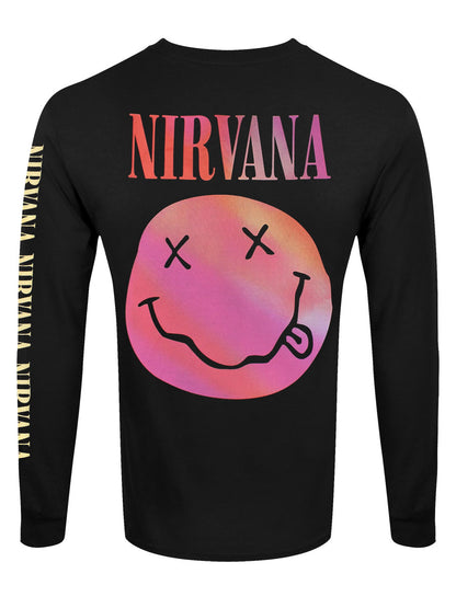 Nirvana Gradient Happy Face (Back & Sleeve Print) Men's Long Sleeve T-Shirt