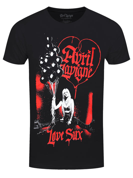 Avril Lavigne Love Sux Balloons Men's Black T-Shirt