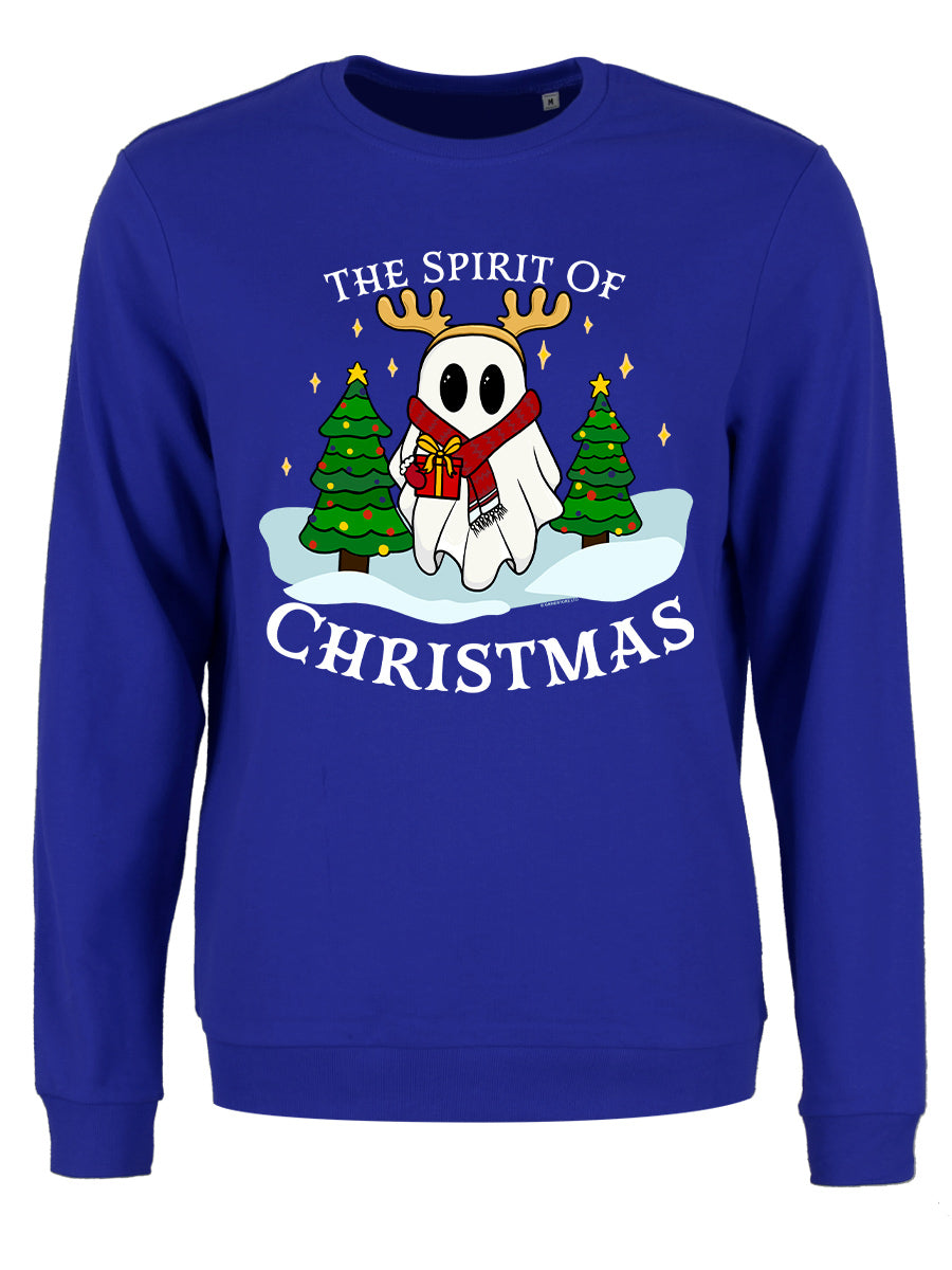 Galaxy Ghouls The Spirit of Christmas Ladies Royal Blue Christmas Jumper